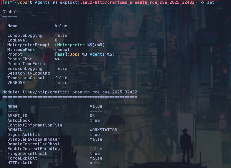 Opciones configurables del módulo (comando set)